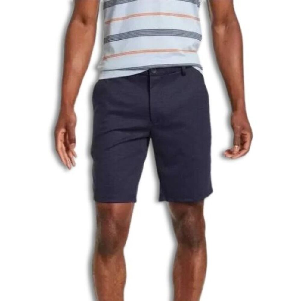 WESTZEROONE Flat Front Shorts Knit Fabric Functional Pockets Navy Blue M 40W NWT